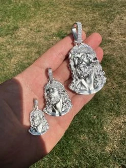 Solid 925 Silver MOISSANITE Jesus Piece Iced Pendant Necklace Handmade In Italy 40 Solid 925 Silver MOISSANITE Jesus Piece Iced Pendant Necklace Handmade In Italy -Harlem Bling Shop harlembling solid 925 silver moissanite jesus piece iced pendant necklace handmade in italy 82281.1694222577