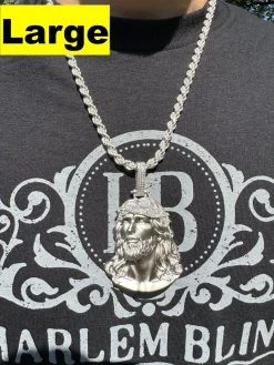 Solid 925 Silver MOISSANITE Jesus Piece Iced Pendant Necklace Handmade In Italy 25 Solid 925 Silver MOISSANITE Jesus Piece Iced Pendant Necklace Handmade In Italy -Harlem Bling Shop harlembling solid 925 silver moissanite jesus piece iced pendant necklace handmade in italy 82914.1694222487