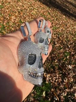 Solid 925 Silver MOISSANITE Skull Iced Fully 3D Hip Hop Pendant Necklace 3 Sizes 15 Solid 925 Silver MOISSANITE Skull Iced Fully 3D Hip Hop Pendant Necklace 3 Sizes -Harlem Bling Shop harlembling solid 925 silver moissanite skull iced fully 3d hip hop pendant necklace 3 sizes 50214.1700280279