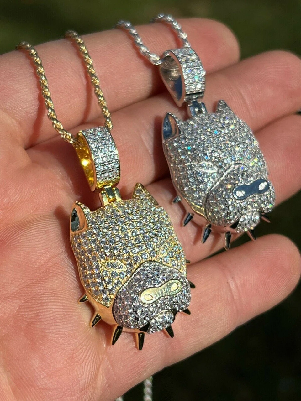 Solid 925 Silver Pitbull Dog Pendant Necklace Iced Diamond Gold Necklace Hip Hop 7 Solid 925 Silver Pitbull Dog Pendant Necklace Iced Diamond Gold Necklace Hip Hop - Image 5