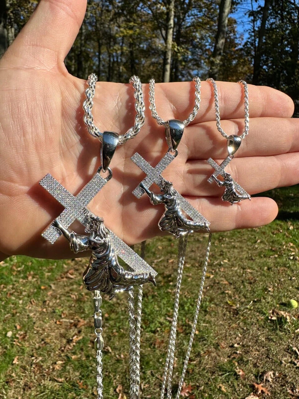 Solid 925 Silver Real MOISSANITE Jesus Carrying Cross Pendant Iced Necklace 19 Solid 925 Silver Real MOISSANITE Jesus Carrying Cross Pendant Iced Necklace - Image 17