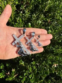 Solid 925 Silver Real MOISSANITE Jesus Carrying Cross Pendant Iced Necklace 32 Solid 925 Silver Real MOISSANITE Jesus Carrying Cross Pendant Iced Necklace -Harlem Bling Shop harlembling solid 925 silver real moissanite jesus carrying cross pendant iced necklace 59769.1698463891