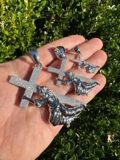 Solid 925 Silver Real MOISSANITE Jesus Carrying Cross Pendant Iced Necklace 33 Solid 925 Silver Real MOISSANITE Jesus Carrying Cross Pendant Iced Necklace -Harlem Bling Shop harlembling solid 925 silver real moissanite jesus carrying cross pendant iced necklace 75124.1698463819