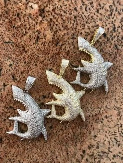 Solid 925 Silver Shark Pendant Diamond 2" Big Piece Hip Hop Real ICED Migos -Harlem Bling Shop harlembling solid 925 silver shark pendant diamond 2 big piece hip hop real iced migos 18036.1664376711