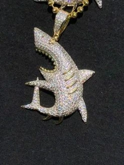 Solid 925 Silver Shark Pendant Diamond 2" Big Piece Hip Hop Real ICED Migos -Harlem Bling Shop harlembling solid 925 silver shark pendant diamond 2 big piece hip hop real iced migos 24755.1664398456