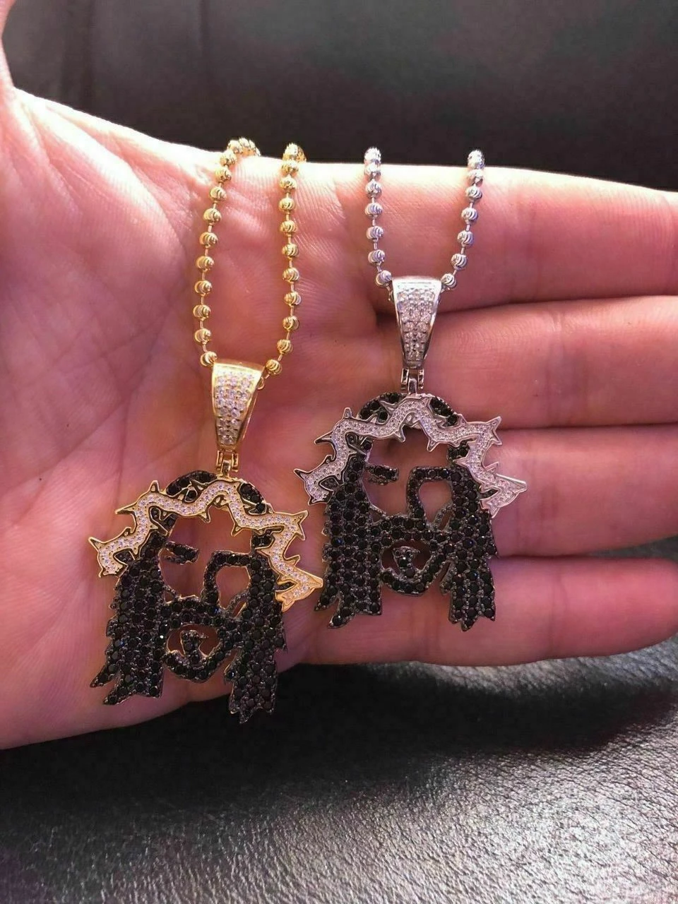 Solid 925 Silver Super Icy Jesus Piece Black Diamond Rapper Gold Chain Pendant 14 Solid 925 Silver Super Icy Jesus Piece Black Diamond Rapper Gold Chain Pendant - Image 12