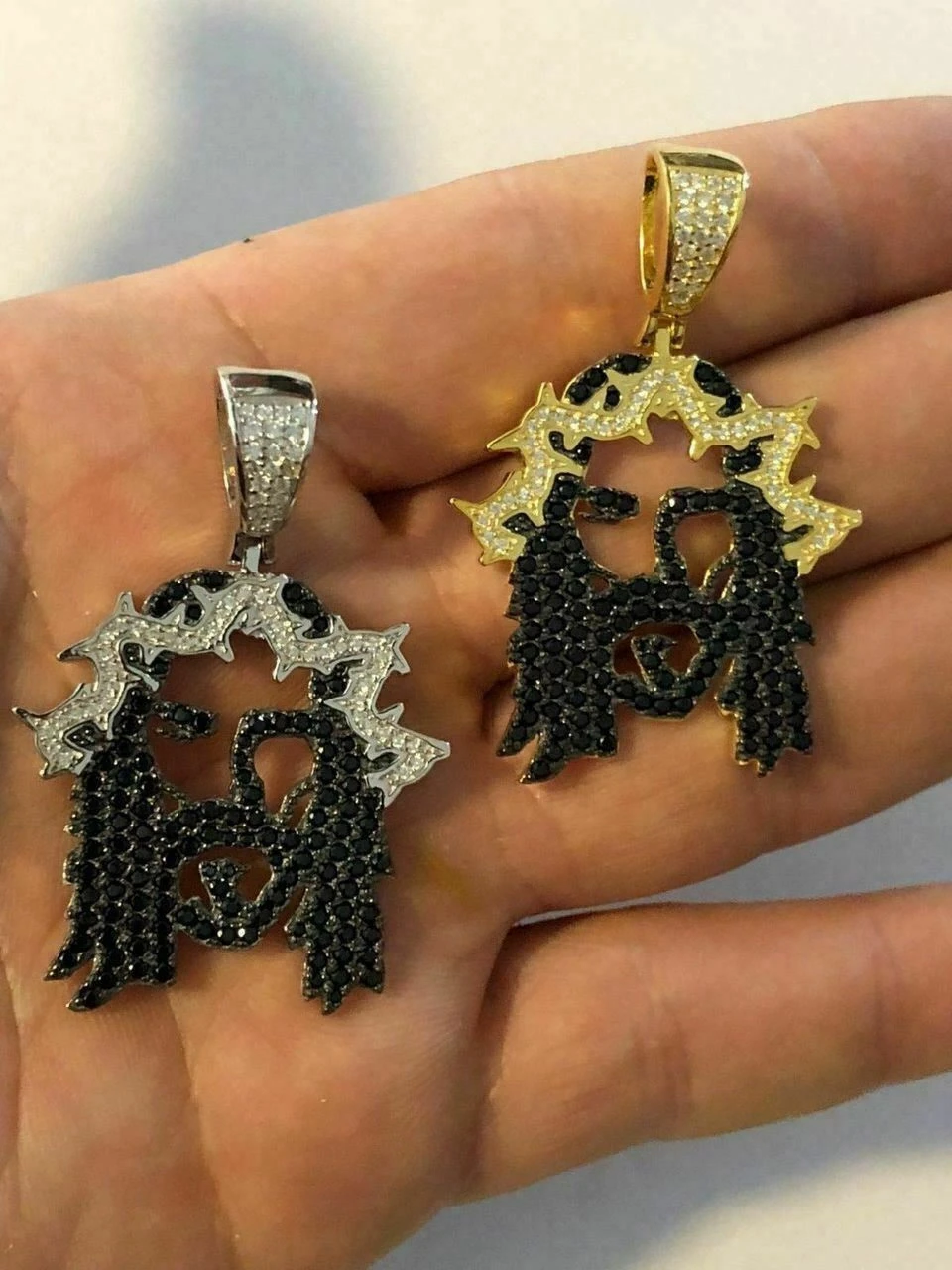 Solid 925 Silver Super Icy Jesus Piece Black Diamond Rapper Gold Chain Pendant 6 Solid 925 Silver Super Icy Jesus Piece Black Diamond Rapper Gold Chain Pendant - Image 4