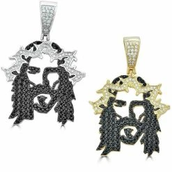 Solid 925 Silver Super Icy Jesus Piece Black Diamond Rapper Gold Chain Pendant