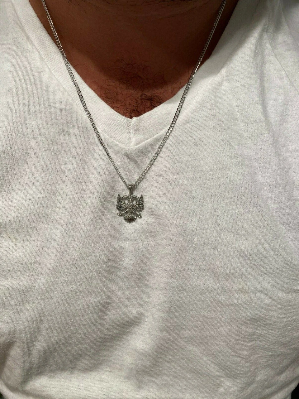 Solid 925 Silver Two Double Headed Eagle Pendant Necklace Albania Kosova Russian 12 Solid 925 Silver Two Double Headed Eagle Pendant Necklace Albania Kosova Russian - Image 10