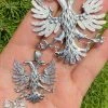 Solid 925 Silver Two Double Headed Eagle Pendant Necklace Albania Kosova Russian