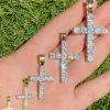 Solid 925 Sterling & 14k Gold Silver Tennis Cross Pendant Diamond Iced Necklace 1 Solid 925 Sterling & 14k Gold Silver Tennis Cross Pendant Diamond Iced Necklace -Harlem Bling Shop harlembling solid 925 sterling and 14k gold silver tennis cross pendant diamond iced necklace 83824.1664398294