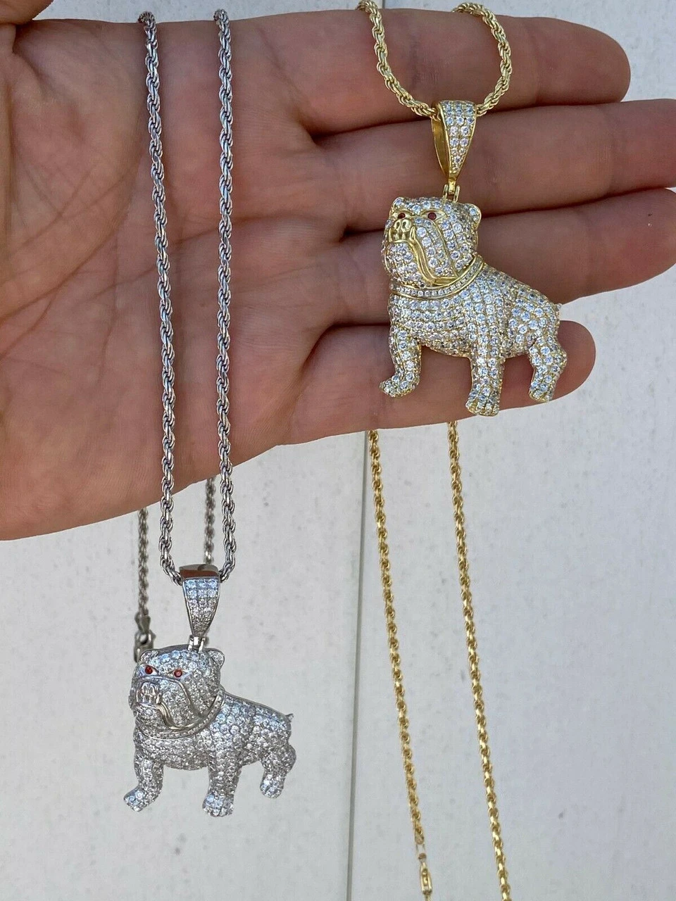 Solid 925 Sterling Bull Dog Pendant Necklace Iced Gold Silver Necklace Hip Hop 13 Solid 925 Sterling Bull Dog Pendant Necklace Iced Gold Silver Necklace Hip Hop - Image 11