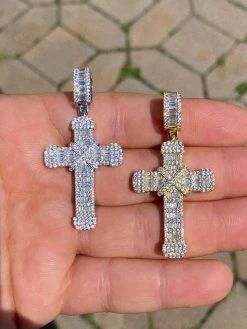 Solid 925 Sterling Hip Hop Baguette Cross Pendant Gold Silver Mens Iced Necklace 14 Solid 925 Sterling Hip Hop Baguette Cross Pendant Gold Silver Mens Iced Necklace -Harlem Bling Shop harlembling solid 925 sterling hip hop baguette cross pendant gold silver mens iced necklace 18507.1664374677