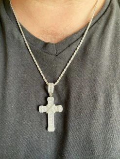Solid 925 Sterling Hip Hop Baguette Cross Pendant Gold Silver Mens Iced Necklace 15 Solid 925 Sterling Hip Hop Baguette Cross Pendant Gold Silver Mens Iced Necklace -Harlem Bling Shop harlembling solid 925 sterling hip hop baguette cross pendant gold silver mens iced necklace 65413.1664382858