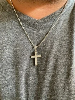 Solid 925 Sterling Silver 1" Iced Diamond Cross Pendant - Gold Hip Hop Necklace -Harlem Bling Shop harlembling solid 925 sterling silver 1 iced diamond cross pendant gold hip hop necklace 58452.1664387474