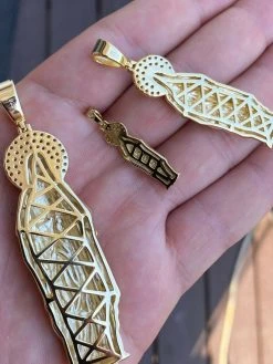 Solid 925 Sterling Silver - 14k Gold Finish - Virgin Mary Pendant Iced Necklace 17 Solid 925 Sterling Silver - 14k Gold Finish - Virgin Mary Pendant Iced Necklace -Harlem Bling Shop harlembling solid 925 sterling silver 14k gold finish virgin mary pendant iced necklace 65709.1664300041