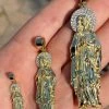 Solid 925 Sterling Silver - 14k Gold Finish - Virgin Mary Pendant Iced Necklace 1 Solid 925 Sterling Silver - 14k Gold Finish - Virgin Mary Pendant Iced Necklace -Harlem Bling Shop harlembling solid 925 sterling silver 14k gold finish virgin mary pendant iced necklace 68188.1664302598