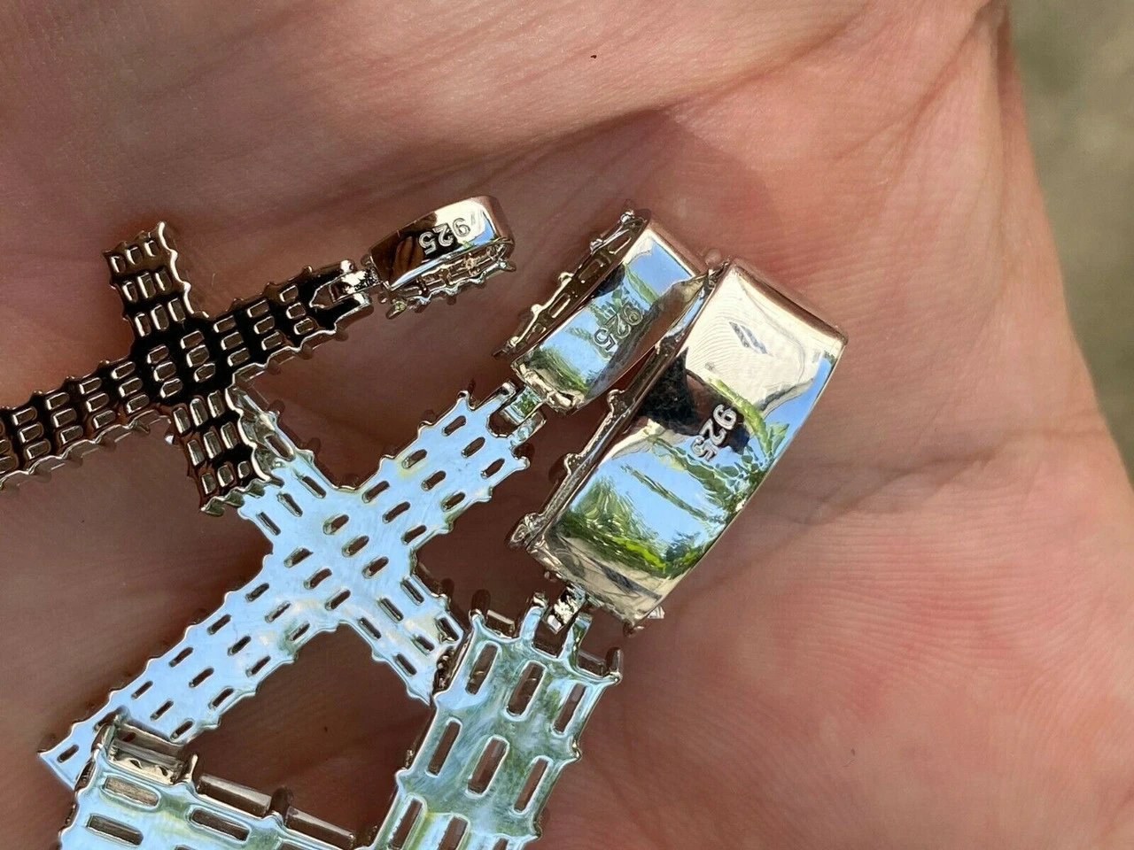 Solid 925 Sterling Silver Cross Pendant Baguette Iced Diamond Necklace Hip-Hop 14 Solid 925 Sterling Silver Cross Pendant Baguette Iced Diamond Necklace Hip-Hop - Image 12