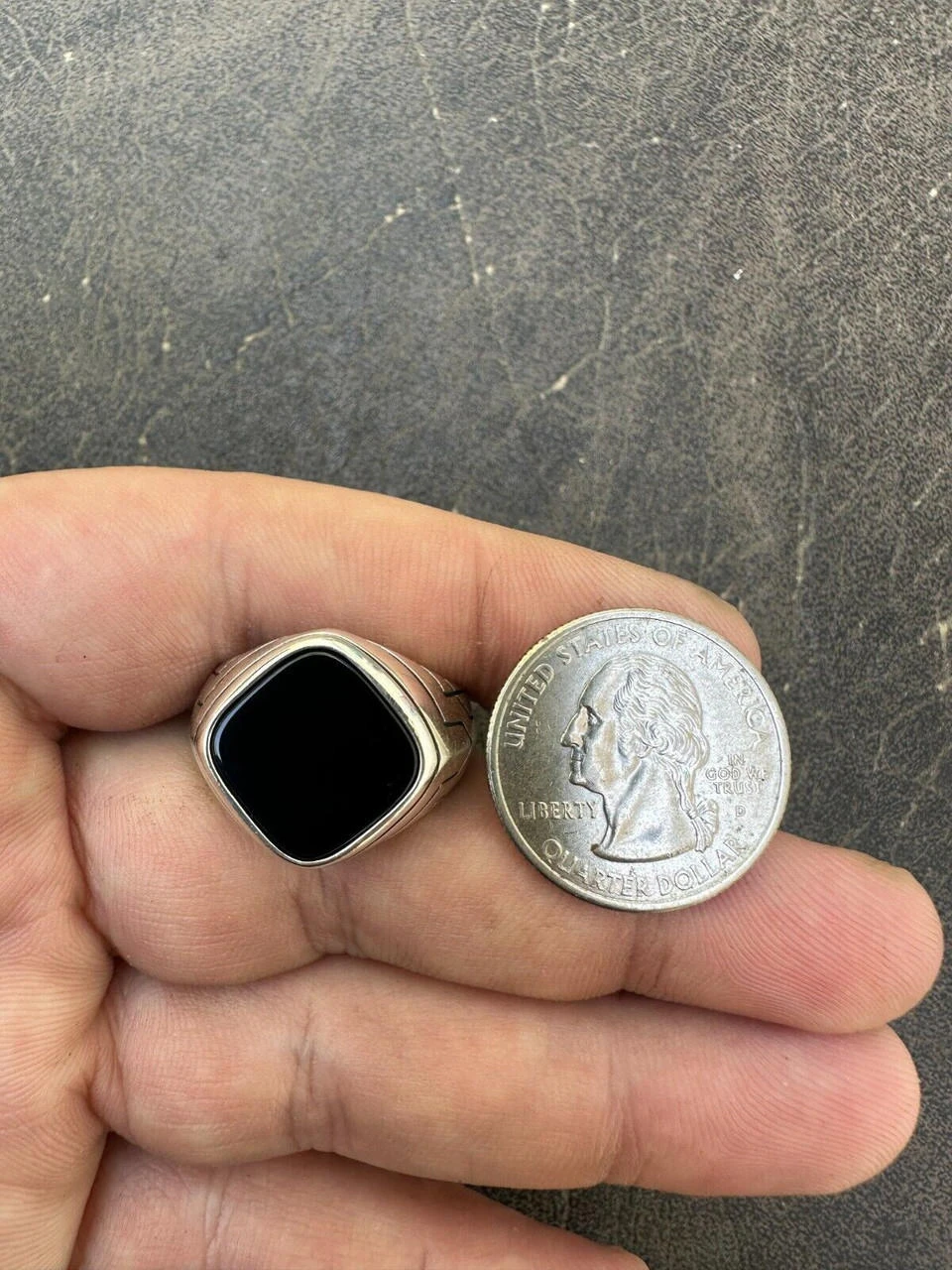 Solid 925 Sterling Silver Diamond Shape Black Onyx Mens Signet Ring Sizes 7-13 8 Solid 925 Sterling Silver Diamond Shape Black Onyx Mens Signet Ring Sizes 7-13 - Image 6