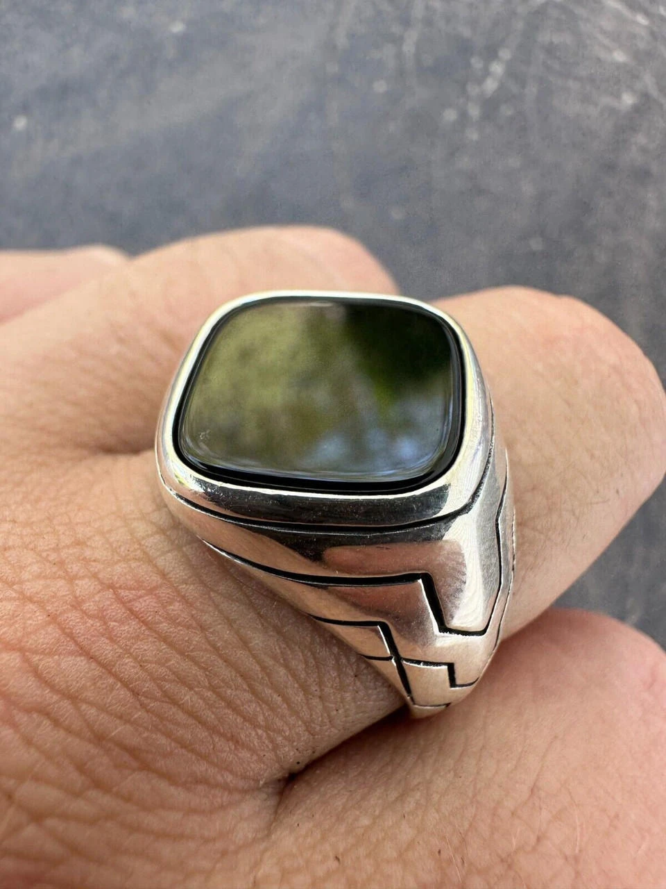 Solid 925 Sterling Silver Diamond Shape Black Onyx Mens Signet Ring Sizes 7-13 13 Solid 925 Sterling Silver Diamond Shape Black Onyx Mens Signet Ring Sizes 7-13 - Image 11