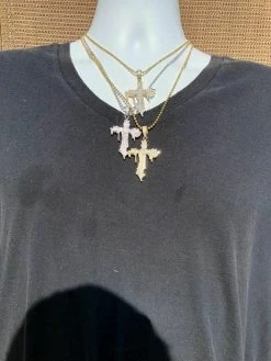 Solid 925 Sterling Silver Dripping Cross Mens Iced Pendant Necklace Flooded Out -Harlem Bling Shop harlembling solid 925 sterling silver dripping cross mens iced pendant necklace flooded out 44471.1664393031