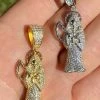 Solid 925 Sterling Silver Gold Santa Muerte Grim Reaper Death Pendant Necklace 2 Solid 925 Sterling Silver Gold Santa Muerte Grim Reaper Death Pendant Necklace -Harlem Bling Shop harlembling solid 925 sterling silver gold santa muerte grim reaper death pendant necklace 28866.1664378456