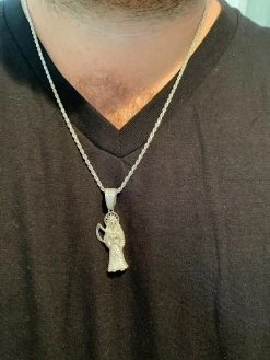 Solid 925 Sterling Silver Gold Santa Muerte Grim Reaper Death Pendant Necklace 24 Solid 925 Sterling Silver Gold Santa Muerte Grim Reaper Death Pendant Necklace -Harlem Bling Shop harlembling solid 925 sterling silver gold santa muerte grim reaper death pendant necklace 77752.1664387544