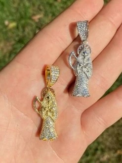 Solid 925 Sterling Silver Gold Santa Muerte Grim Reaper Death Pendant Necklace 19 Solid 925 Sterling Silver Gold Santa Muerte Grim Reaper Death Pendant Necklace -Harlem Bling Shop harlembling solid 925 sterling silver gold santa muerte grim reaper death pendant necklace 79619.1664375515