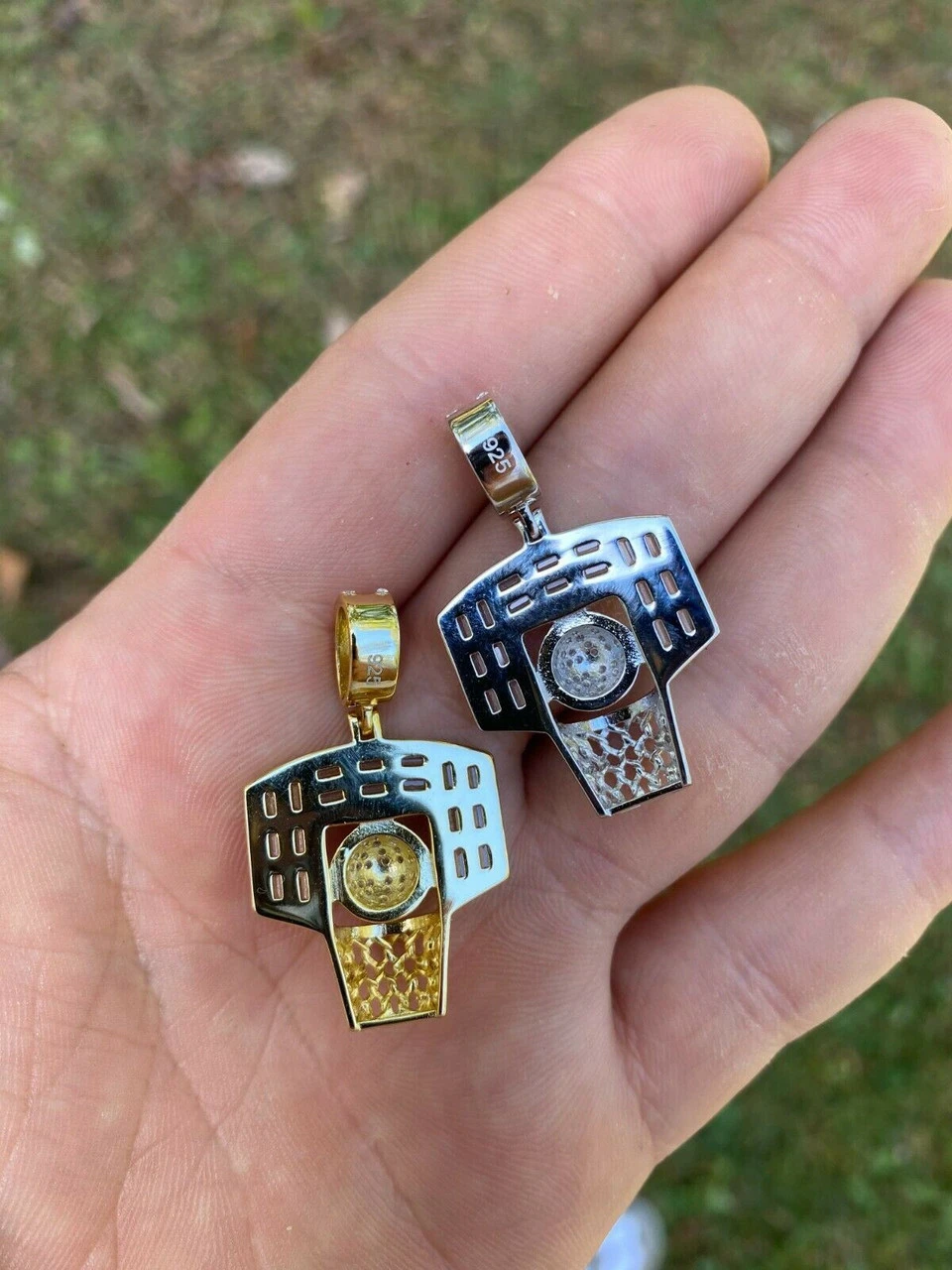 Solid 925 Sterling Silver Hip Hop Basketball Pendant Necklace Baguette Diamond 7 Solid 925 Sterling Silver Hip Hop Basketball Pendant Necklace Baguette Diamond - Image 5