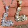 Solid 925 Sterling Silver Hip Hop Bicep Muscle Emoji Pendant Necklace Iced Gold 2 Solid 925 Sterling Silver Hip Hop Bicep Muscle Emoji Pendant Necklace Iced Gold -Harlem Bling Shop harlembling solid 925 sterling silver hip hop bicep muscle emoji pendant necklace iced gold 28674.1664394150