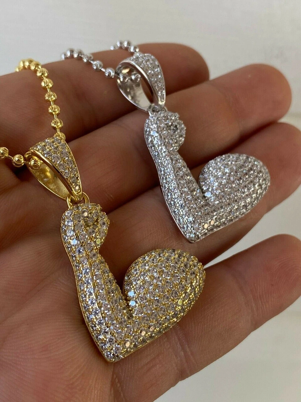 Solid 925 Sterling Silver Hip Hop Bicep Muscle Emoji Pendant Necklace Iced Gold 10 Solid 925 Sterling Silver Hip Hop Bicep Muscle Emoji Pendant Necklace Iced Gold - Image 8