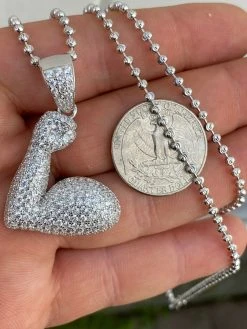 Solid 925 Sterling Silver Hip Hop Bicep Muscle Emoji Pendant Necklace Iced Gold 25 Solid 925 Sterling Silver Hip Hop Bicep Muscle Emoji Pendant Necklace Iced Gold -Harlem Bling Shop harlembling solid 925 sterling silver hip hop bicep muscle emoji pendant necklace iced gold 80282.1664387072