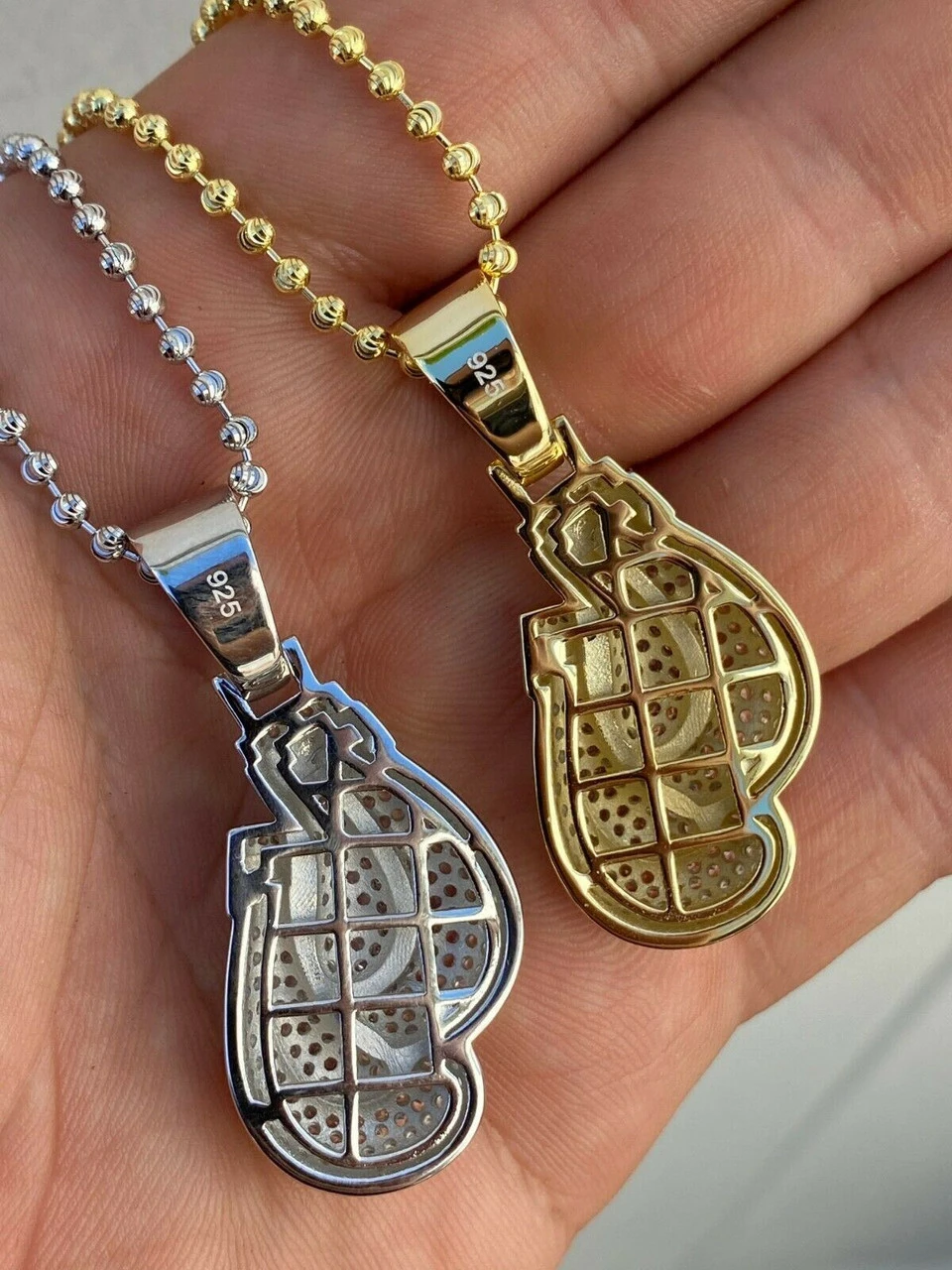 Solid 925 Sterling Silver Hip Hop Boxing Gloves Pendant Necklace Iced Diamond 11 Solid 925 Sterling Silver Hip Hop Boxing Gloves Pendant Necklace Iced Diamond - Image 9