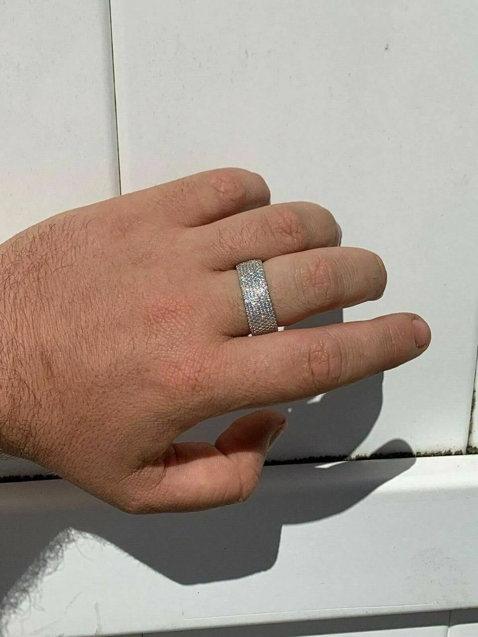 Solid 925 Sterling Silver Iced Eternity Band Wedding Bust Down Pinky Ring Men's 6 Solid 925 Sterling Silver Iced Eternity Band Wedding Bust Down Pinky Ring Men's - Image 4