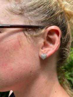 Solid 925 Sterling Silver Iced Heart Stud Earrings Moissanite Pass Diamond Test -Harlem Bling Shop harlembling solid 925 sterling silver iced heart stud earrings moissanite pass diamond test 10644.1664383641
