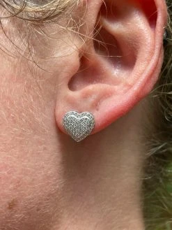 Solid 925 Sterling Silver Iced Heart Stud Earrings Moissanite Pass Diamond Test -Harlem Bling Shop harlembling solid 925 sterling silver iced heart stud earrings moissanite pass diamond test 30595.1664371591