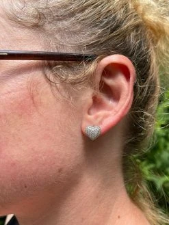 Solid 925 Sterling Silver Iced Heart Stud Earrings Moissanite Pass Diamond Test -Harlem Bling Shop harlembling solid 925 sterling silver iced heart stud earrings moissanite pass diamond test 39550.1664372647