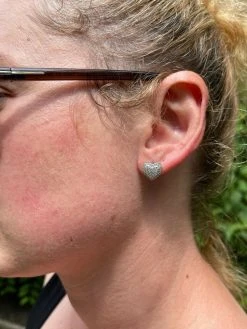 Solid 925 Sterling Silver Iced Heart Stud Earrings Moissanite Pass Diamond Test -Harlem Bling Shop harlembling solid 925 sterling silver iced heart stud earrings moissanite pass diamond test 51740.1664396523