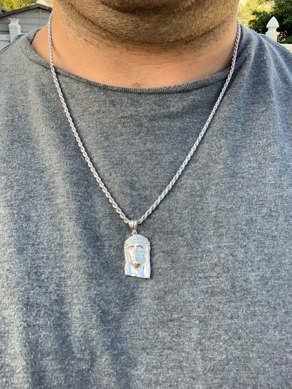 Solid 925 Sterling Silver Jesus Pendant 6 Solid 925 Sterling Silver Jesus Pendant - Image 4