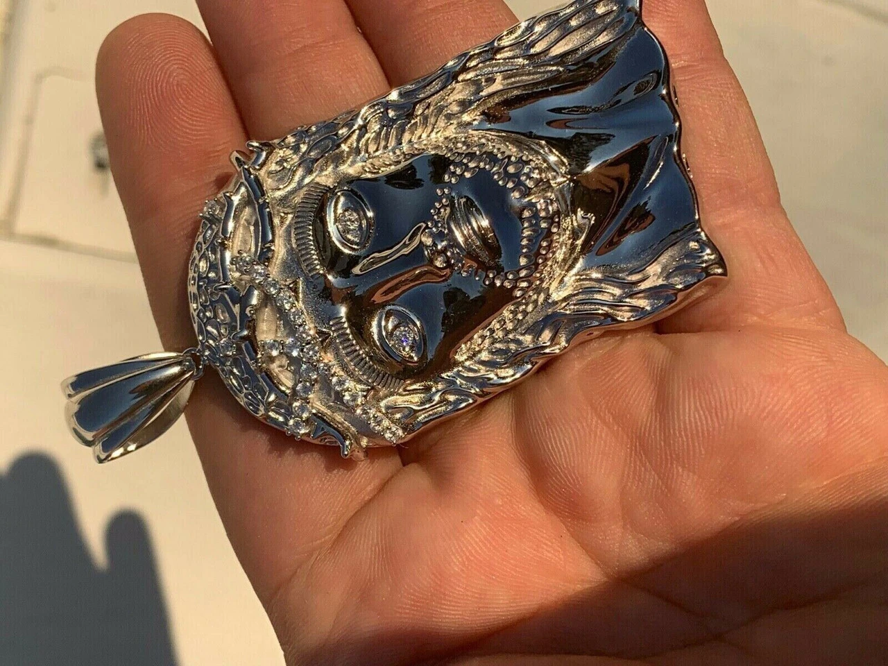 Solid 925 Sterling Silver Jesus Pendant 5 Solid 925 Sterling Silver Jesus Pendant - Image 3