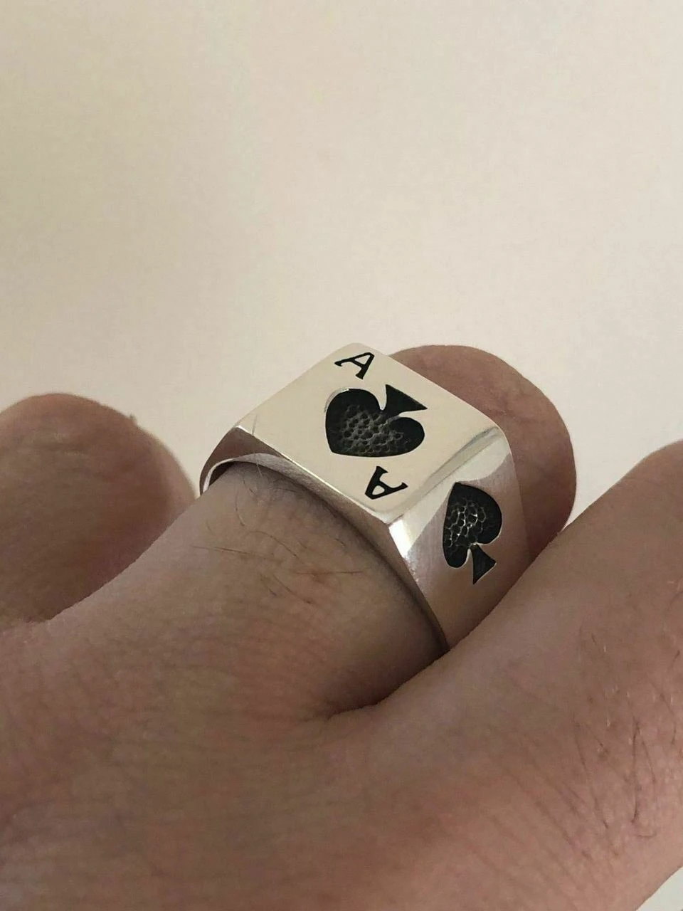 Solid 925 Sterling Silver Men Ace Of Spades Ring Lucky Poker Card Hand Size 7-13 6 Solid 925 Sterling Silver Men Ace Of Spades Ring Lucky Poker Card Hand Size 7-13 - Image 4