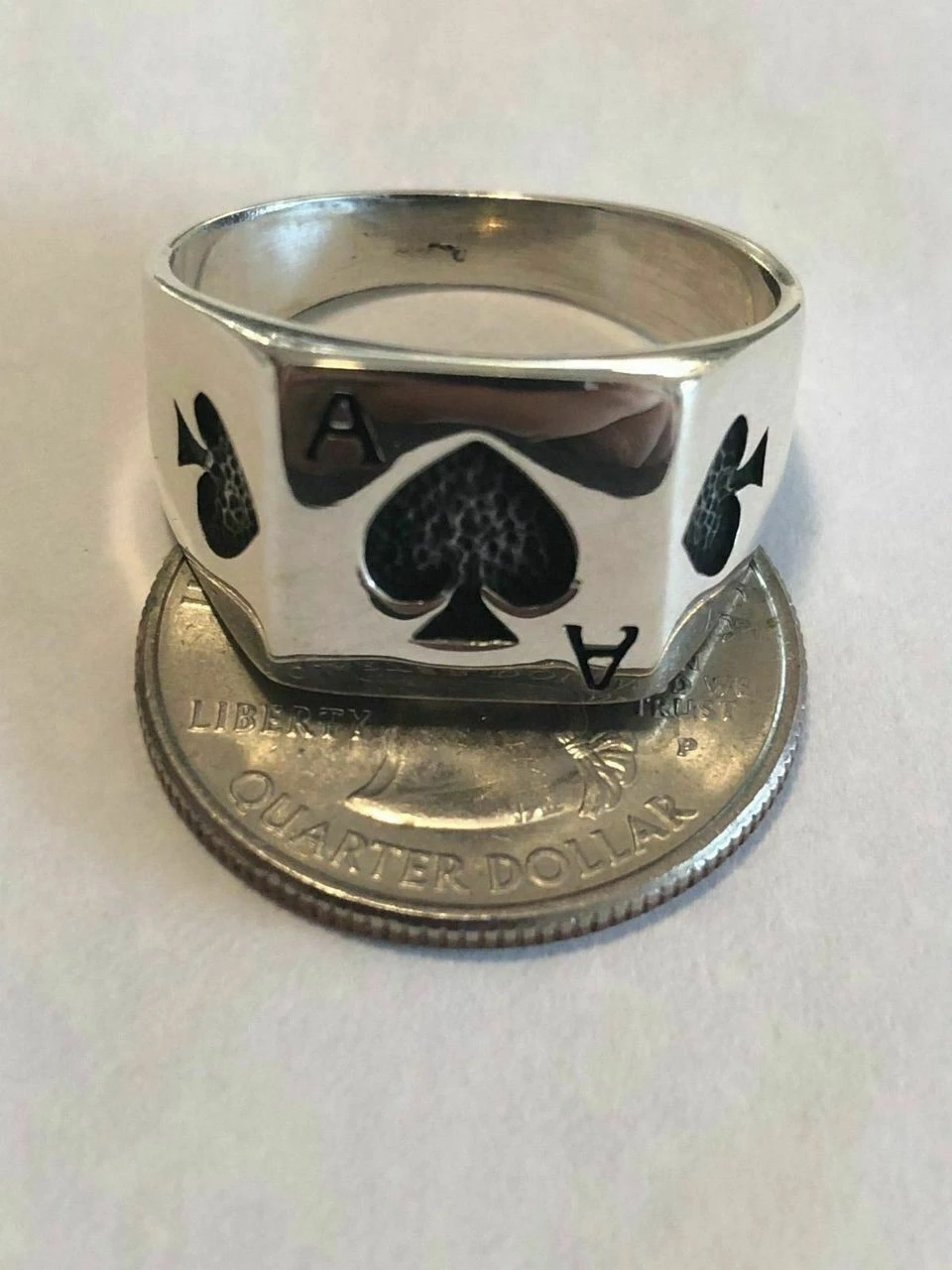 Solid 925 Sterling Silver Men Ace Of Spades Ring Lucky Poker Card Hand Size 7-13 9 Solid 925 Sterling Silver Men Ace Of Spades Ring Lucky Poker Card Hand Size 7-13 - Image 7