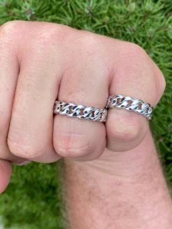 Solid 925 Sterling Silver Men's Ladies 6mm Wedding Band Cuban Link Ring Sz. 6-13 -Harlem Bling Shop harlembling solid 925 sterling silver mens ladies 6mm wedding band cuban link ring sz 6 13 03218.1664390206