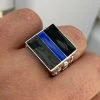 Solid 925 Sterling Silver Nugget Ring Blue Lives Matter Thin Blue Line Police