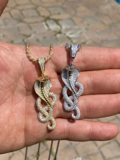 Solid 925 Sterling Silver Snake King Cobra Pendant Necklace Iced Gold Hip Hop 30 Solid 925 Sterling Silver Snake King Cobra Pendant Necklace Iced Gold Hip Hop -Harlem Bling Shop harlembling solid 925 sterling silver snake king cobra pendant necklace iced gold hip hop 40908.1664371342