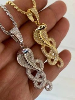 Solid 925 Sterling Silver Snake King Cobra Pendant Necklace Iced Gold Hip Hop 28 Solid 925 Sterling Silver Snake King Cobra Pendant Necklace Iced Gold Hip Hop -Harlem Bling Shop harlembling solid 925 sterling silver snake king cobra pendant necklace iced gold hip hop 95336.1664372471