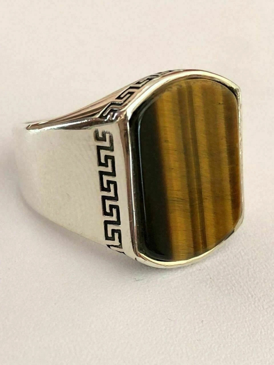Solid 925 Sterling Silver Tiger's Eye Mens Signet Ring Size 7 8 9 10 11 12 13 4 Solid 925 Sterling Silver Tiger's Eye Mens Signet Ring Size 7 8 9 10 11 12 13 - Image 2