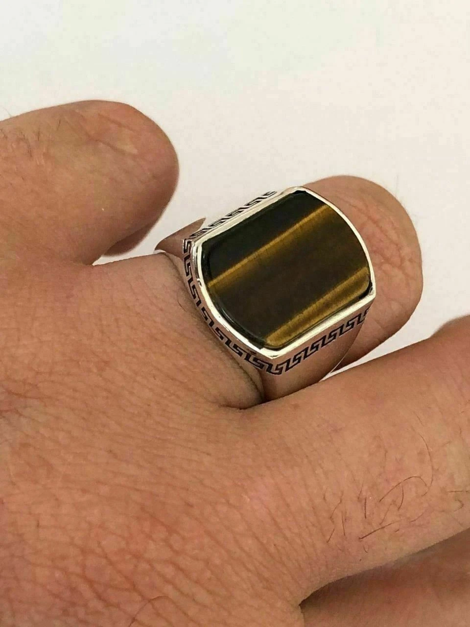 Solid 925 Sterling Silver Tiger's Eye Mens Signet Ring Size 7 8 9 10 11 12 13 5 Solid 925 Sterling Silver Tiger's Eye Mens Signet Ring Size 7 8 9 10 11 12 13 - Image 3