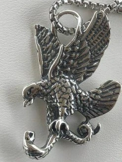 Solid 925 Sterling Silver USA American Eagle Mens Pendant W. 22” Chain -Harlem Bling Shop harlembling solid 925 sterling silver usa american eagle mens pendant w 22 chain 83102.1664380195
