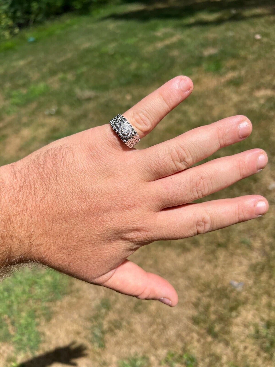 Solid Mens MOISSANITE Nugget Ring Real 925 Silver Iced Pinky Pass Diamond Test 11 Solid Mens MOISSANITE Nugget Ring Real 925 Silver Iced Pinky Pass Diamond Test - Image 9